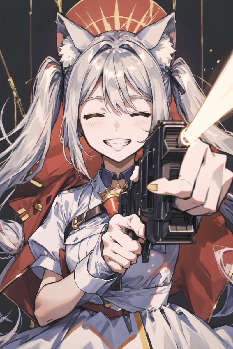 00512-491687928-(masterpiece),best quality,1girl,gun,animal ears,solo,closed eyes,twintails,smile,holding gun,dress,aiming at viewer,short sleev.png